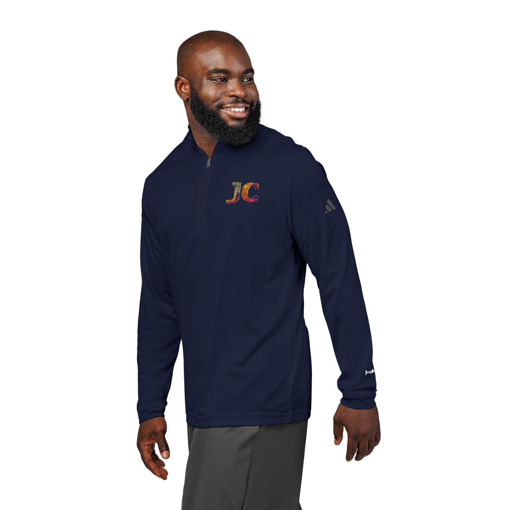 Women’s White JC Embroidered Quarter - Zip – Lightweight Athletic Pullover | Jenny Cool x adidas - JennyCool