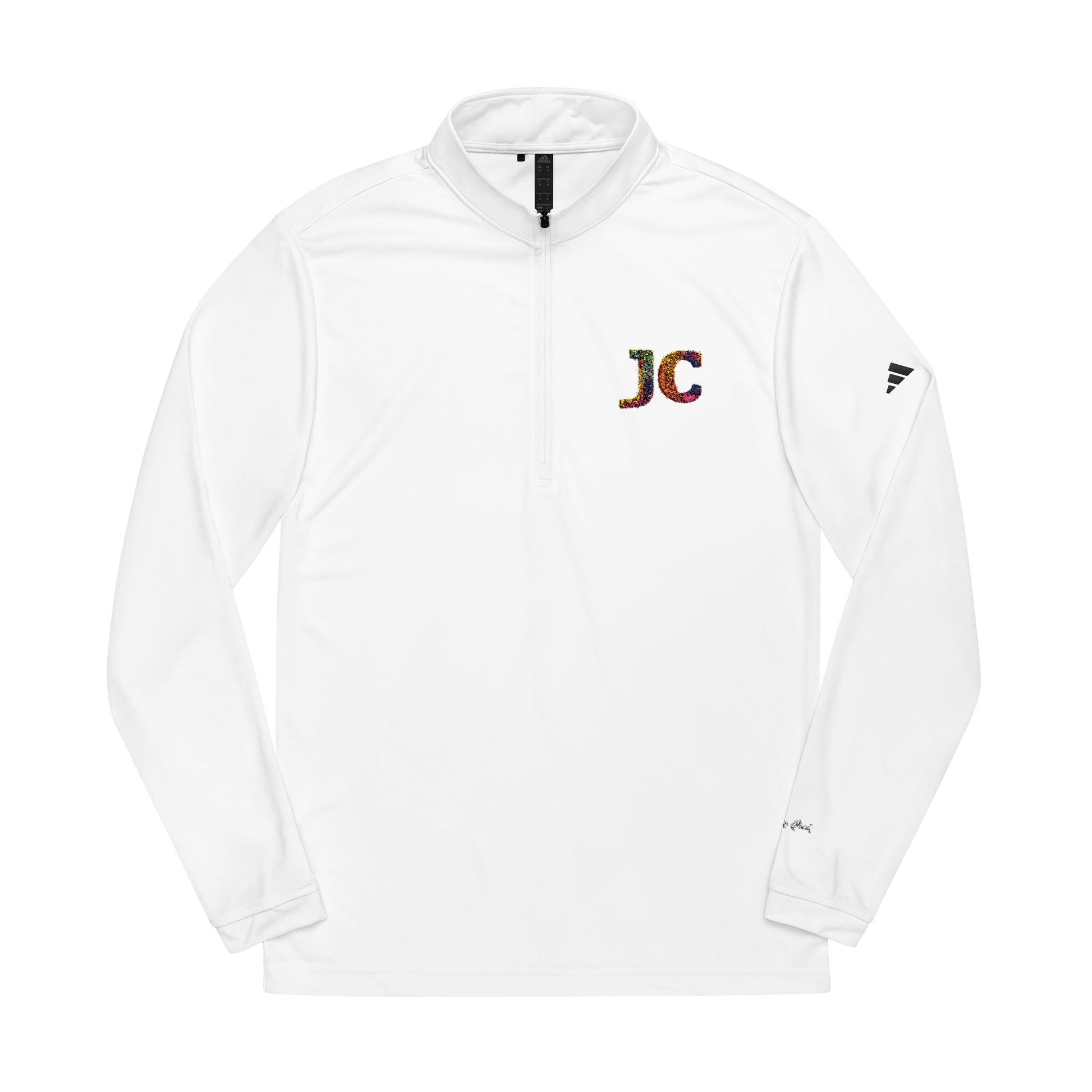 Women’s White JC Embroidered Quarter - Zip – Lightweight Athletic Pullover | Jenny Cool x adidas - JennyCool