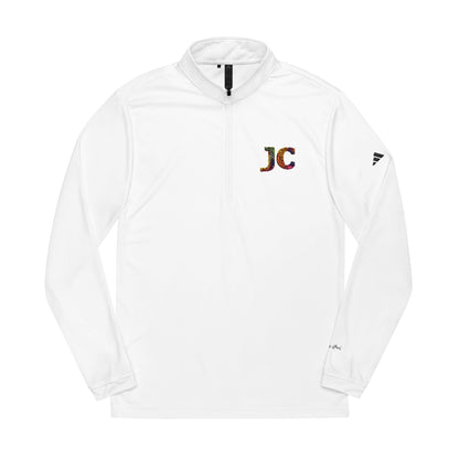 Women’s White JC Embroidered Quarter - Zip – Lightweight Athletic Pullover | Jenny Cool x adidas - JennyCool