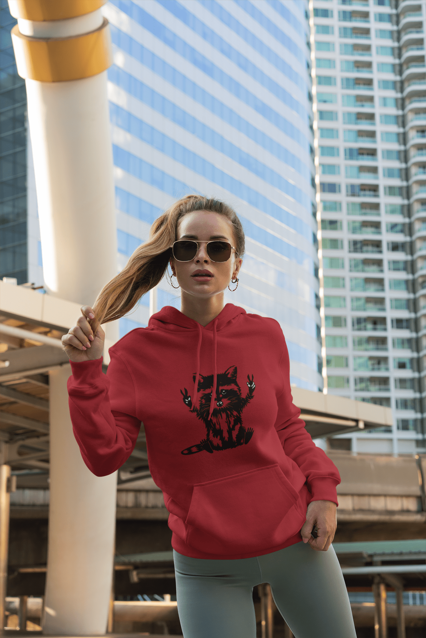 Women's Yellow Raccoon Graphic Hoodie – Soft Cotton Blend Pullover Sweatshirt - JennyCool