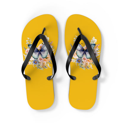 Yellow Flip Flops with Butterfly Design - JennyCool