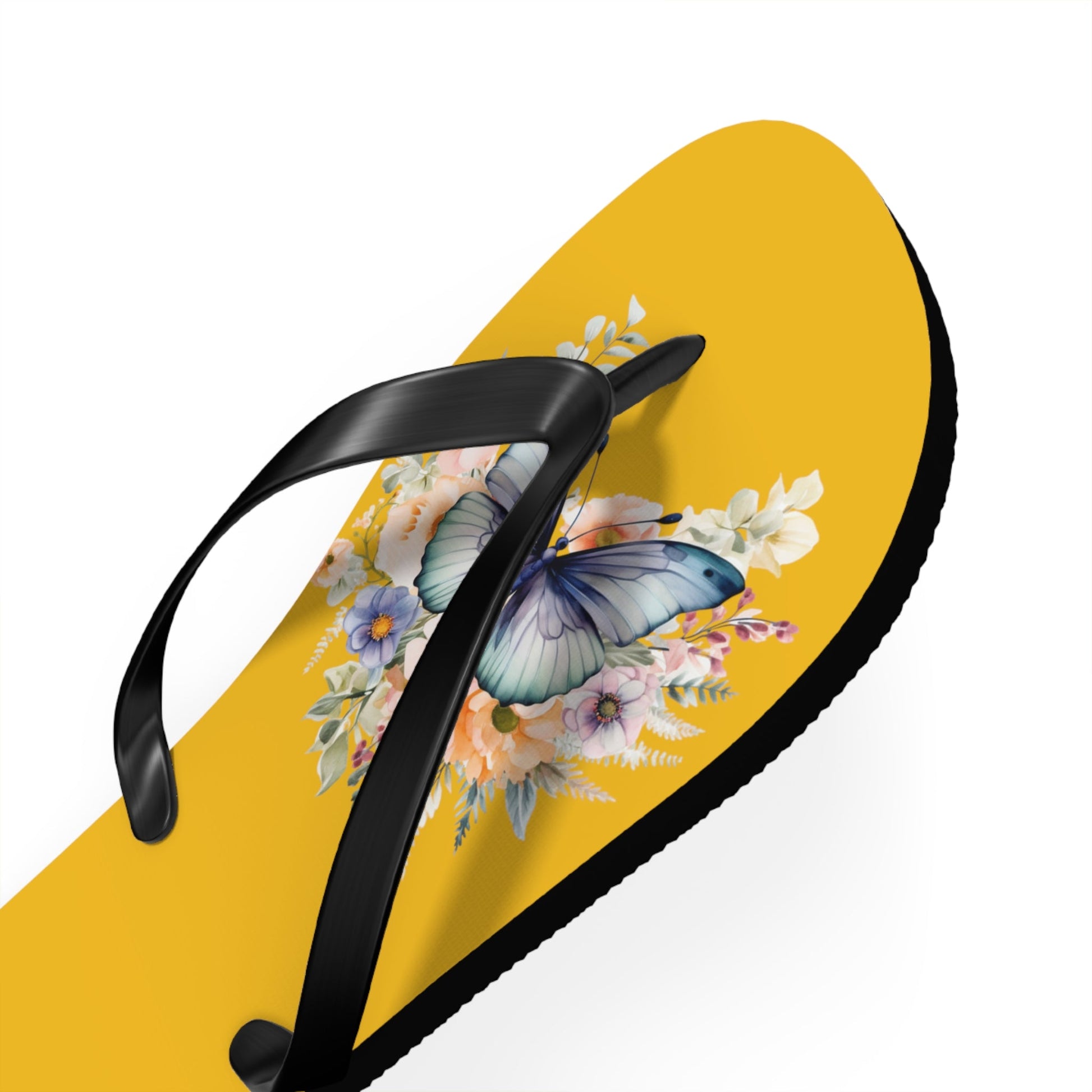 Yellow Flip Flops with Butterfly Design - JennyCool