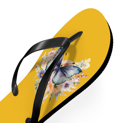 Yellow Flip Flops with Butterfly Design - JennyCool
