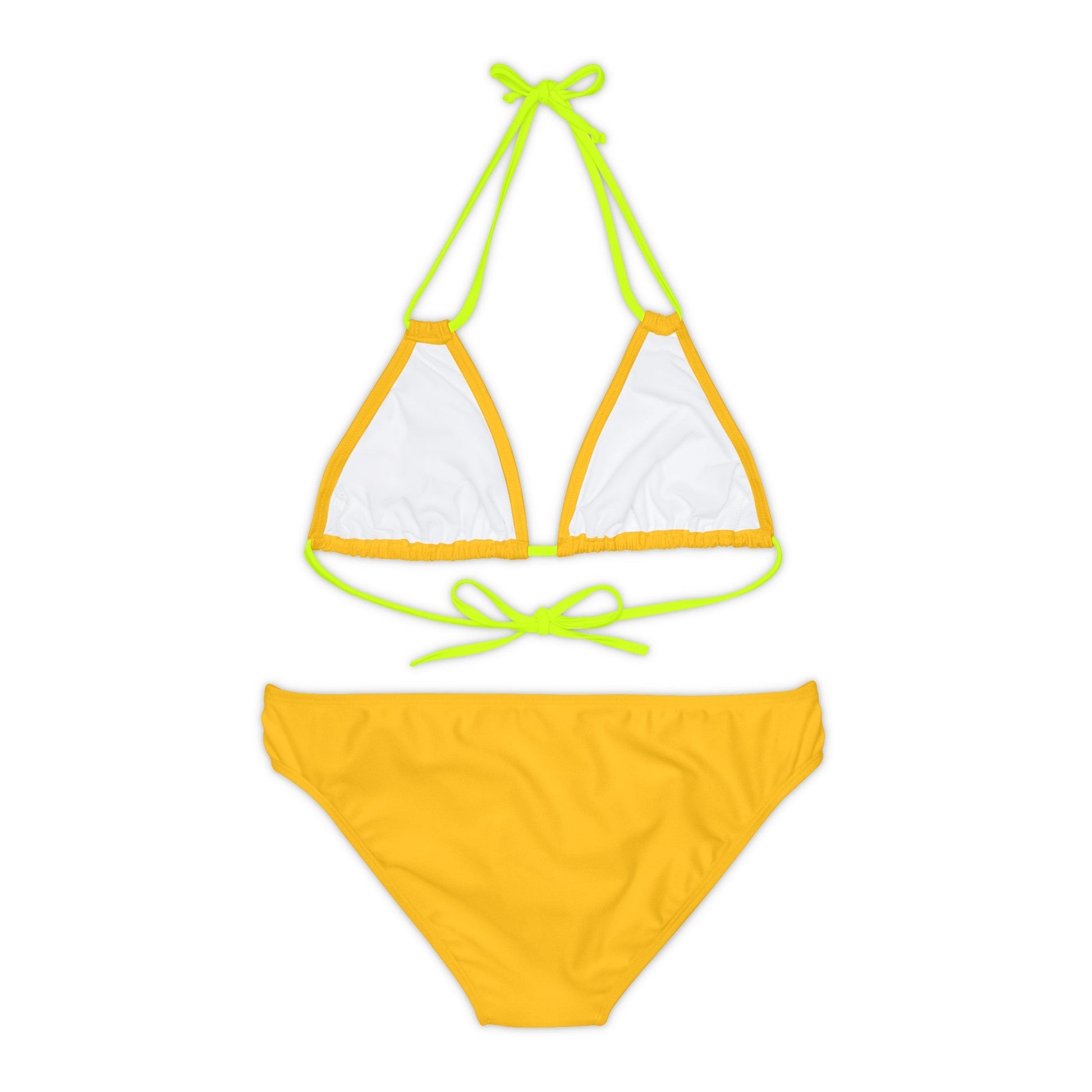 Yellow Strappy Bikini Set (AOP) with Butterfly design - JennyCool
