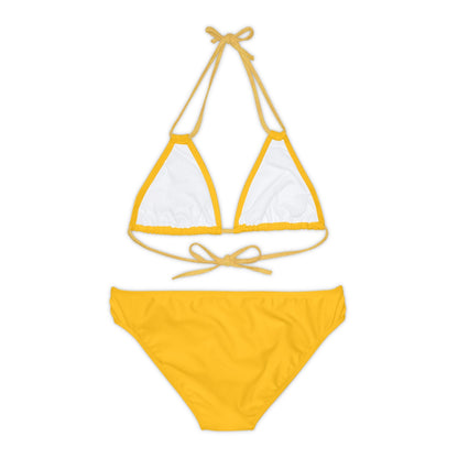 Yellow Strappy Bikini Set (AOP) with Butterfly design - JennyCool