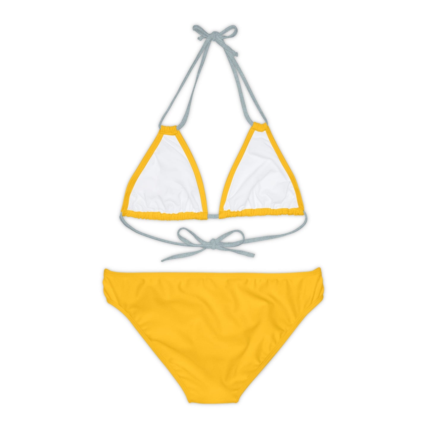 Yellow Strappy Bikini Set (AOP) with Butterfly design - JennyCool