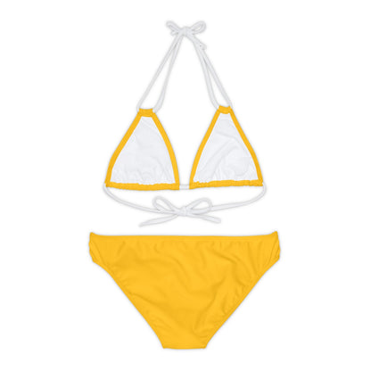 Yellow Strappy Bikini Set (AOP) with Butterfly design - JennyCool
