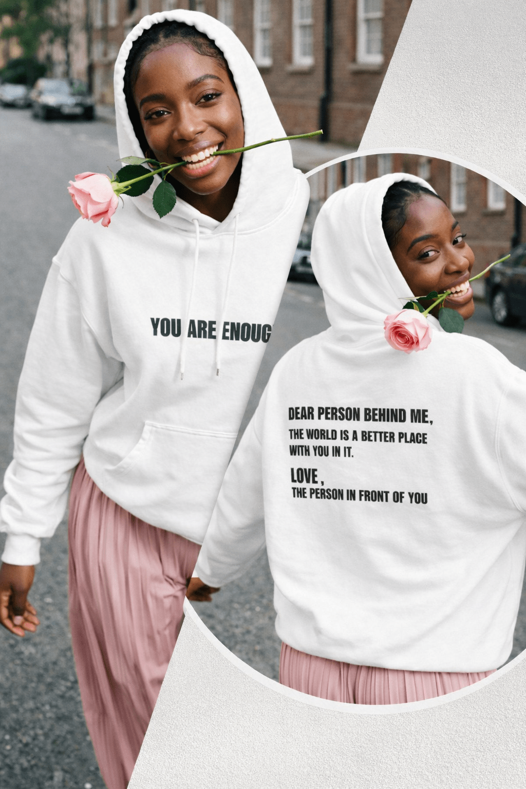 You Are Enough Hoodie – Inspirational Front & Back Quote Unisex Hoodie - JennyCool