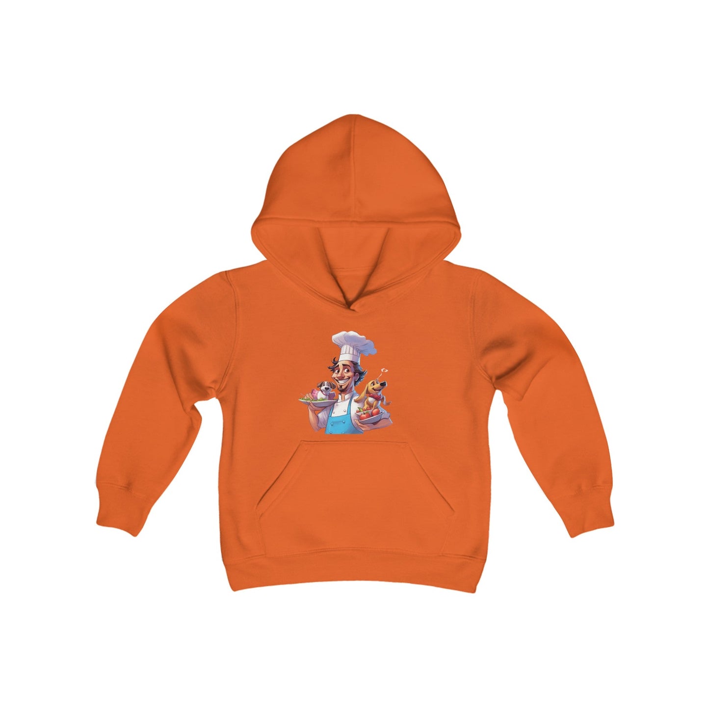 Youth Heavy Blend Hooded Sweatshirt with a Chef and his Dog Design - JennyCool