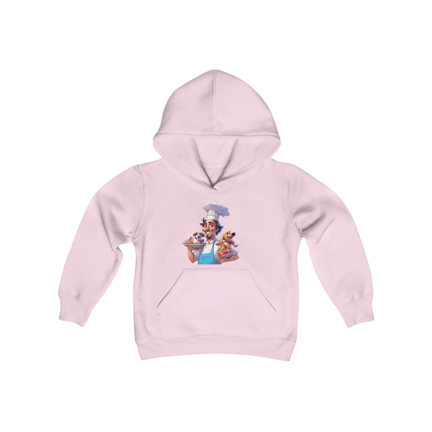 Youth Heavy Blend Hooded Sweatshirt with a Chef and his Dog Design - JennyCool
