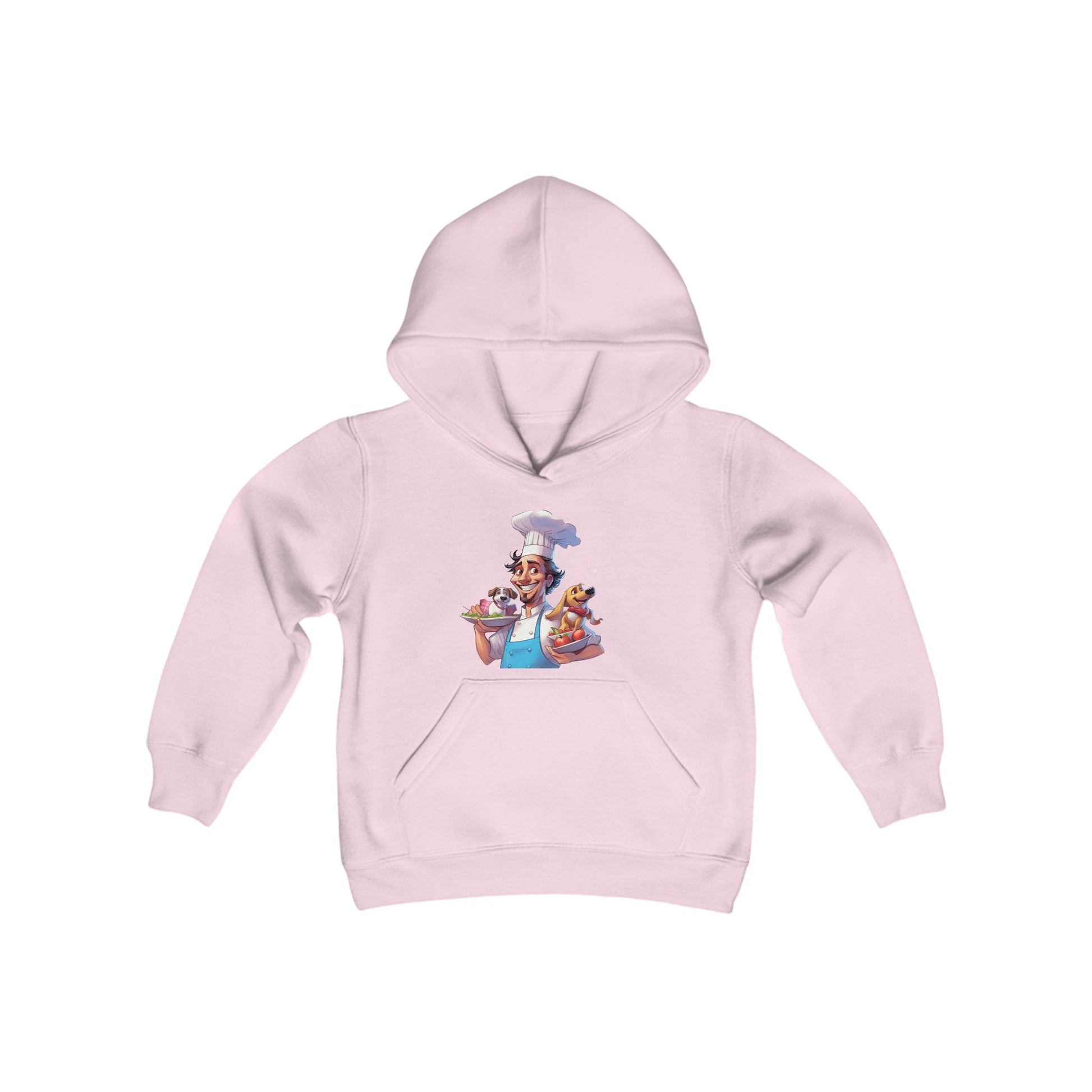 Youth Heavy Blend Hooded Sweatshirt with a Chef and his Dog Design - JennyCool