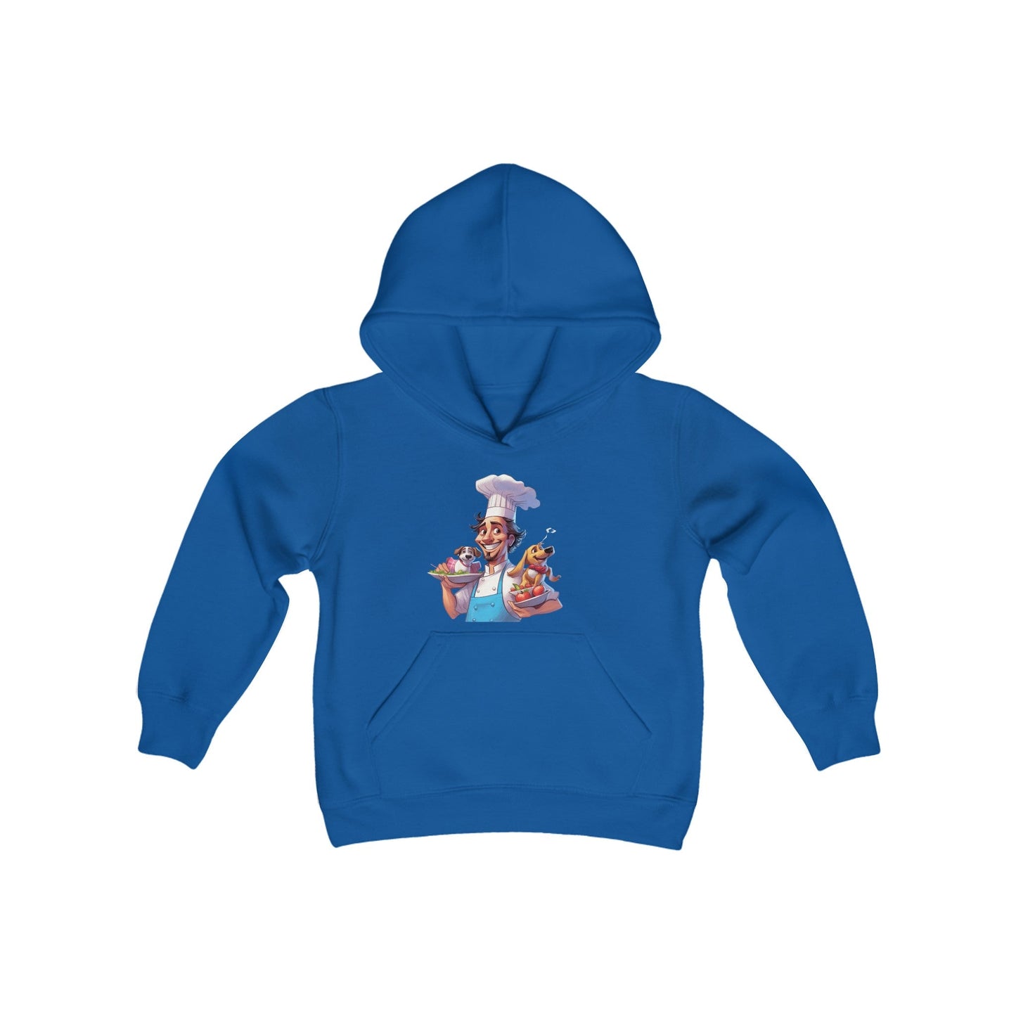 Youth Heavy Blend Hooded Sweatshirt with a Chef and his Dog Design - JennyCool
