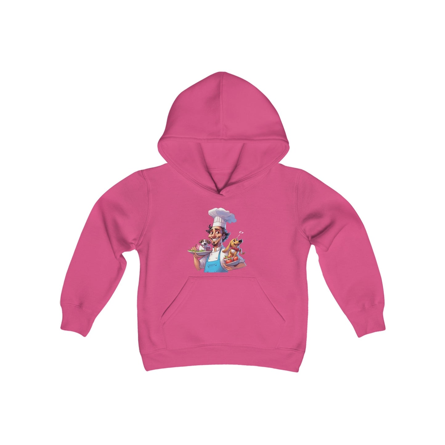 Youth Heavy Blend Hooded Sweatshirt with a Chef and his Dog Design - JennyCool